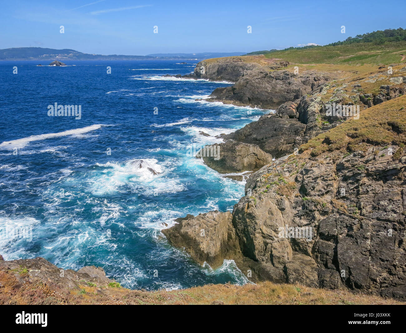 Scenic seascape at Seixo Branco, near Oleiros, A Coruna Province, Galicia Stock Photo