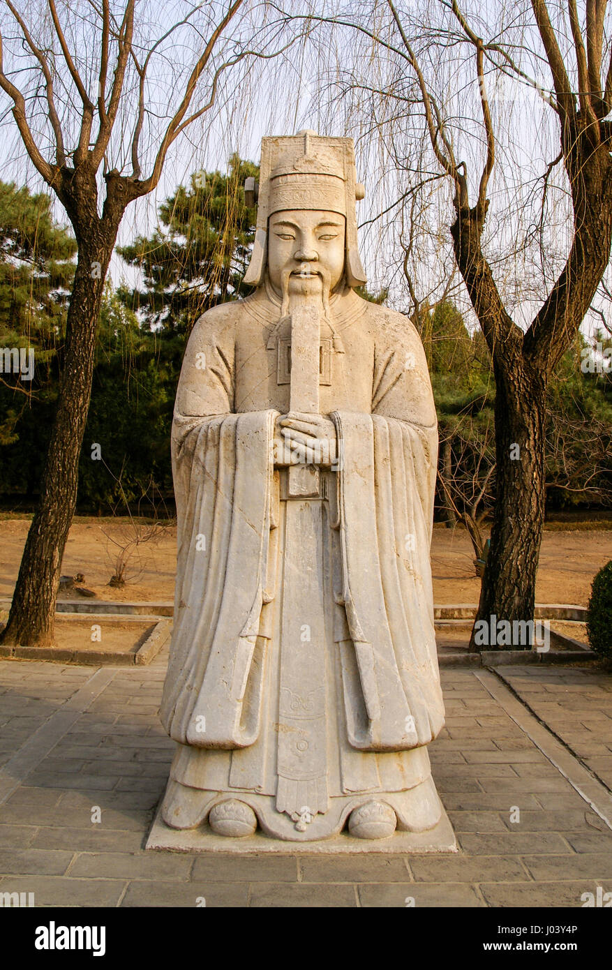 The statue of the meritorious official. Sacred Way, Ming Tombs, Beijing, China Stock Photo
