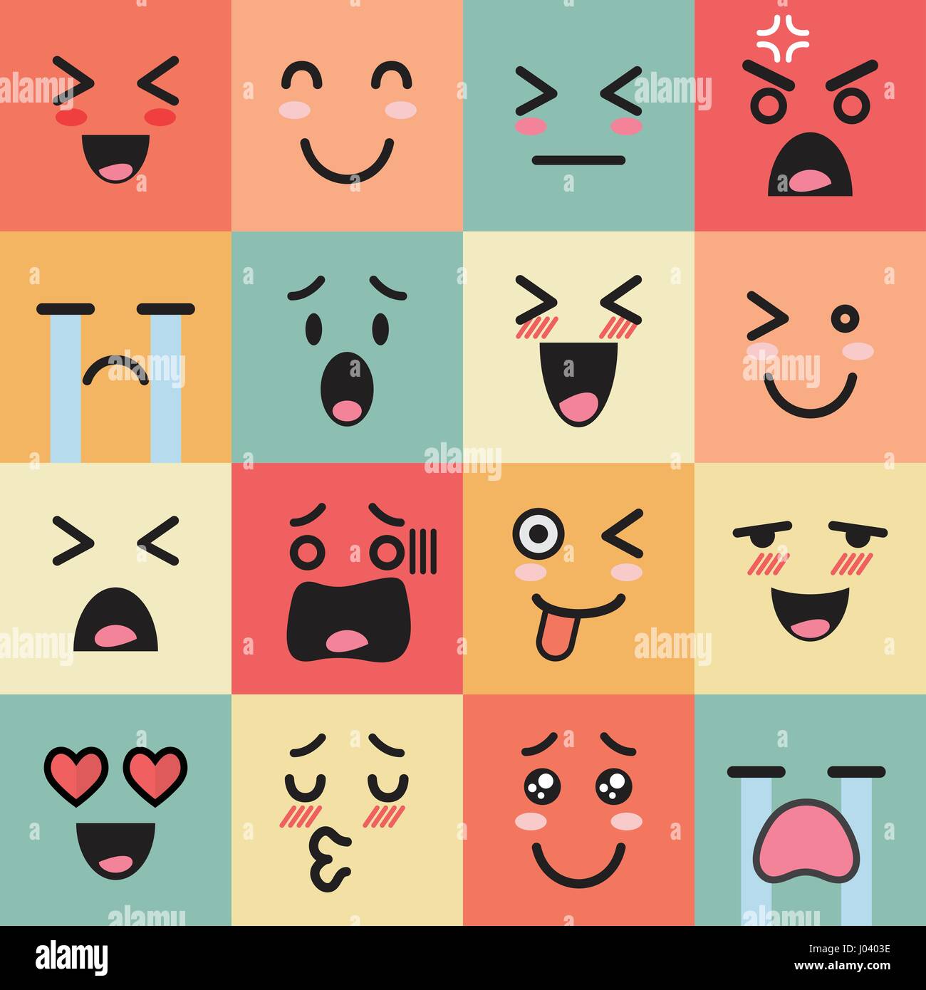 Set of colorful emoticons. emoji flat style Stock Vector Image & Art ...