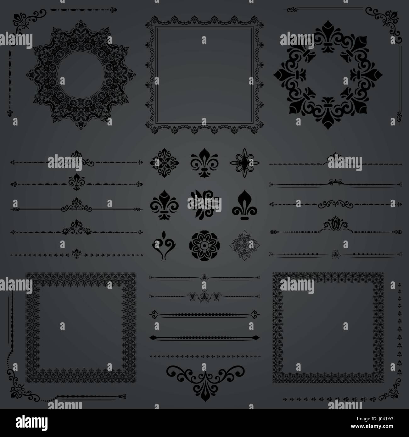 Vintage Set of Vector Horizontal, Square and Round Elements Stock ...