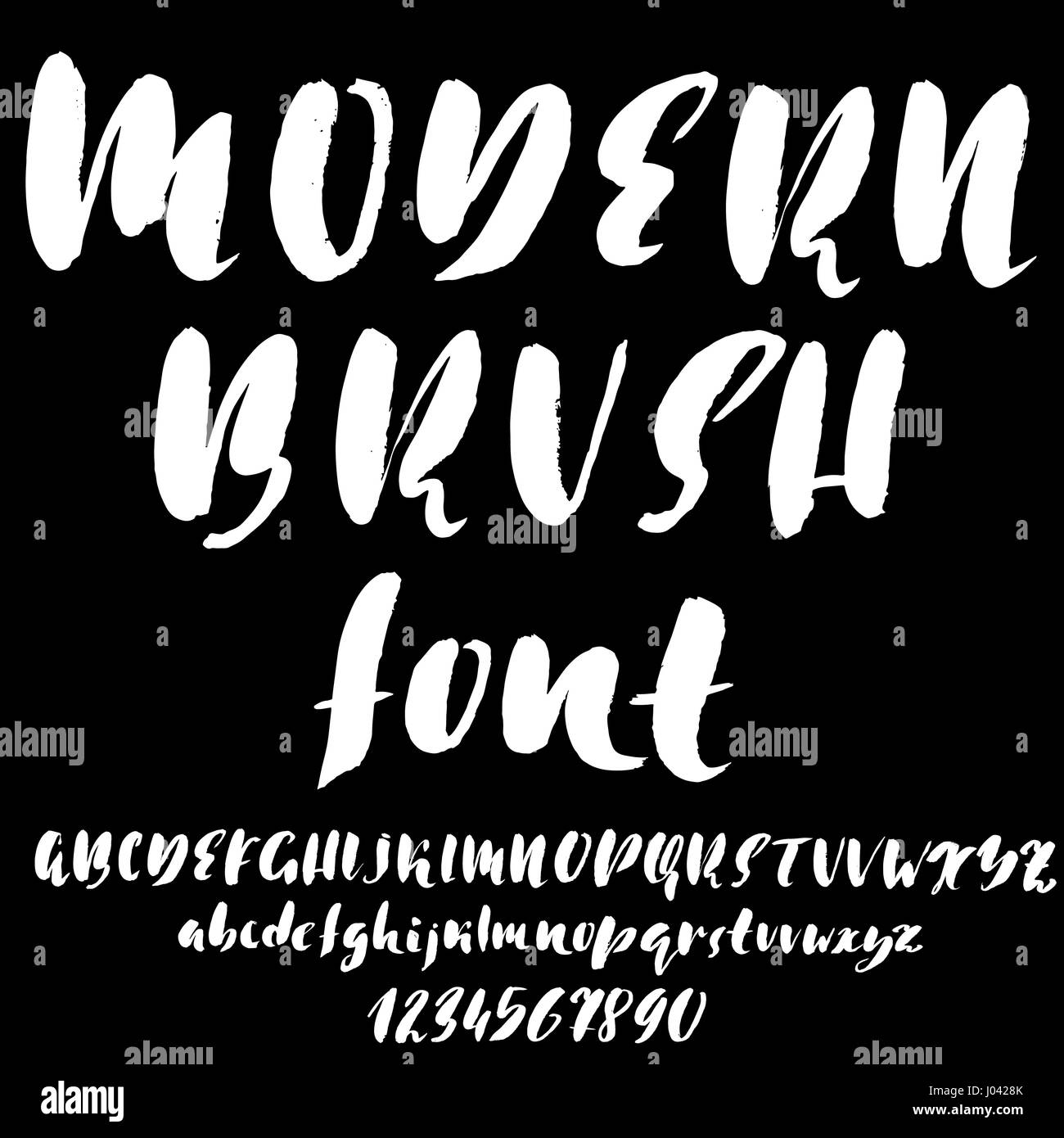Hand drawn dry brush font. Modern brush lettering. Grunge style ...