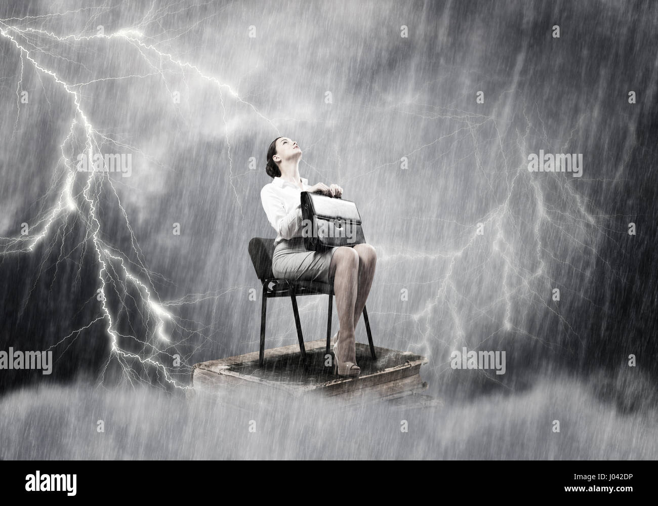 She Overcome Problem Businesswoman overcoming challenges Stock Photo - Alamy
