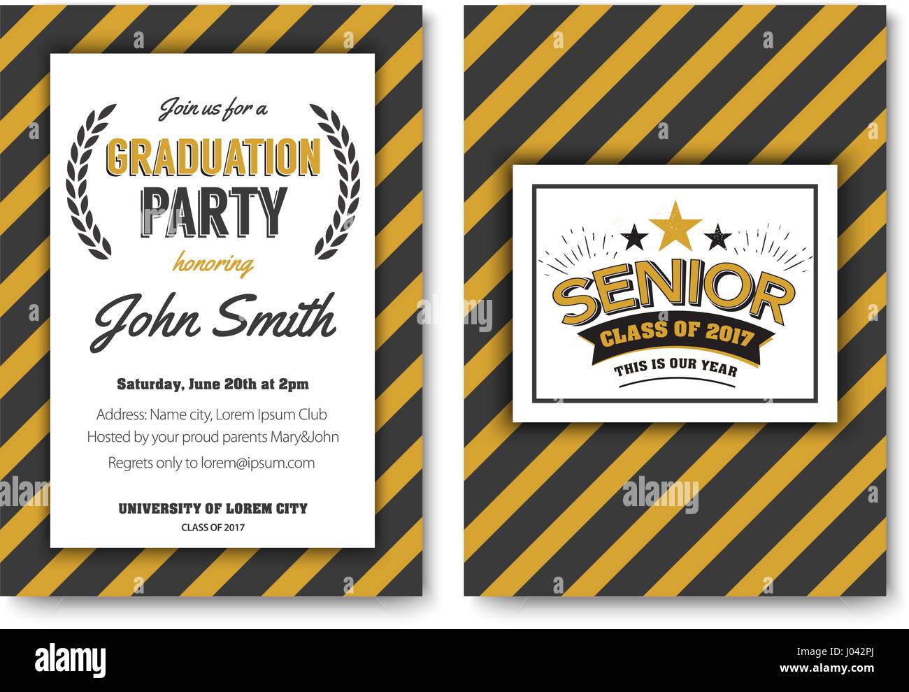 Graduation party vector template invitation Stock Vector