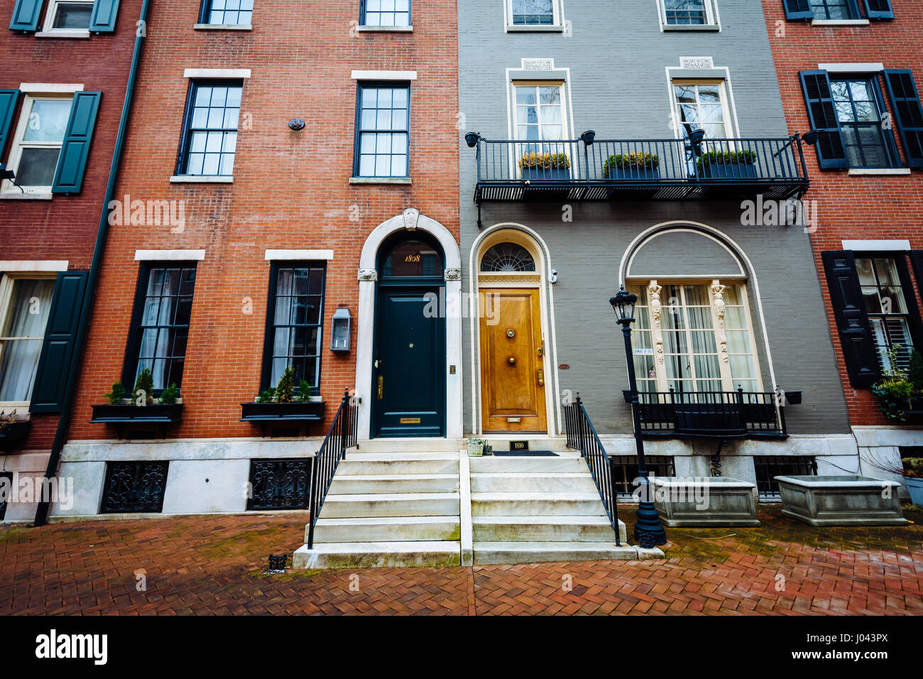 Row houses along Delancey Place, near Rittenhouse Square, in