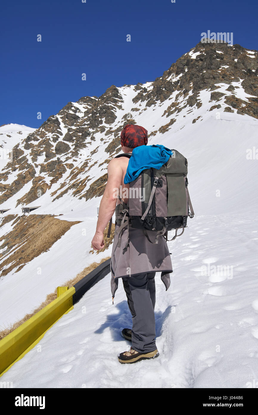 Strong man backpack hiking hi-res stock photography and images - Alamy