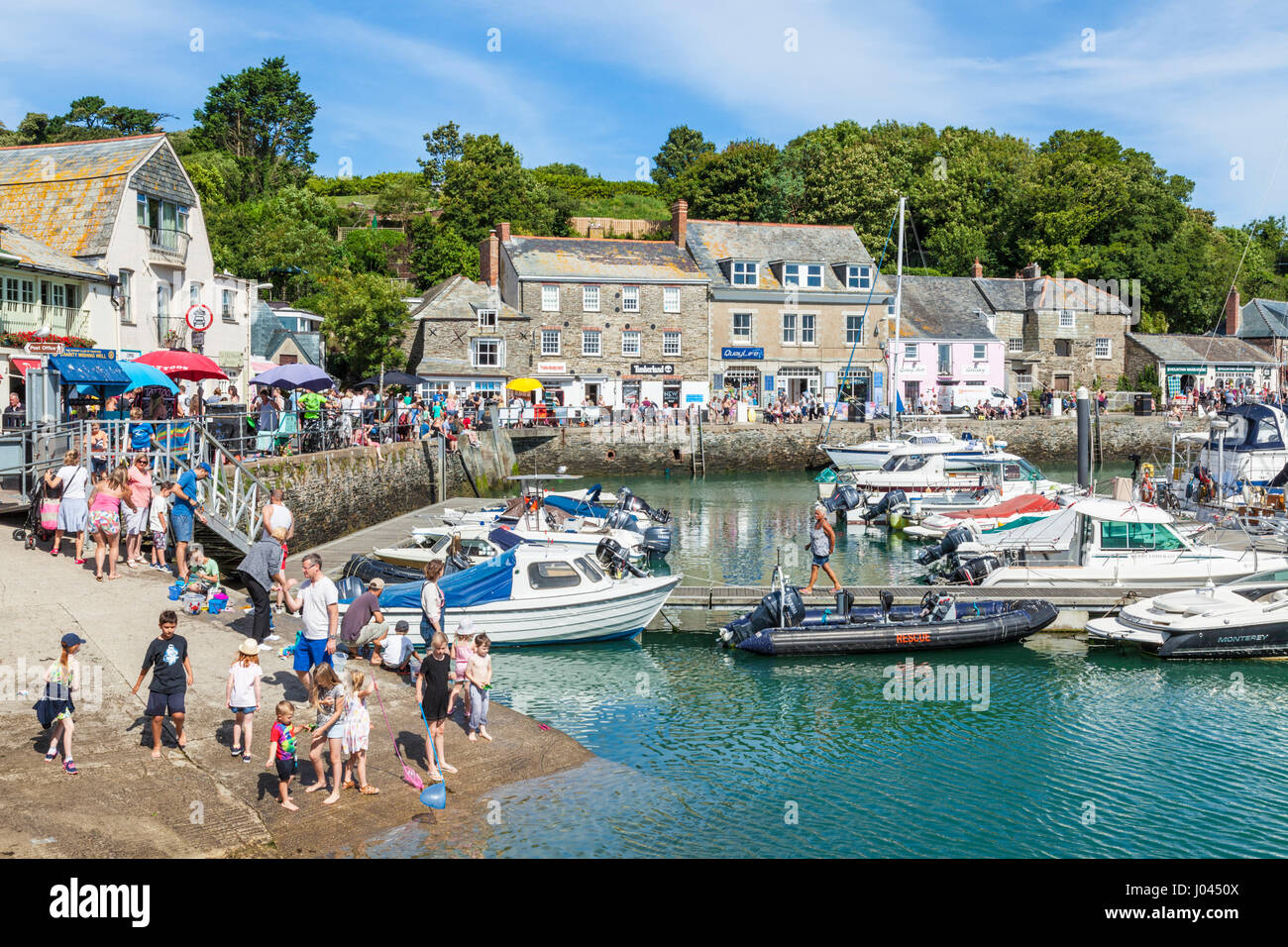 Padstow Cornwall Boats moored in the harbour, Padstow, Cornwall