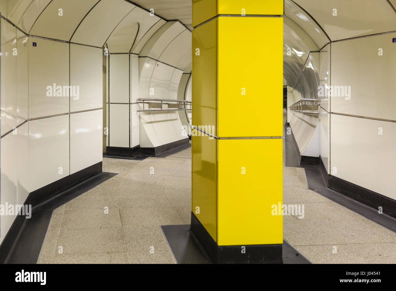 Underground walkway interiors at at London Bridge Underground Station, London, UK Stock Photo