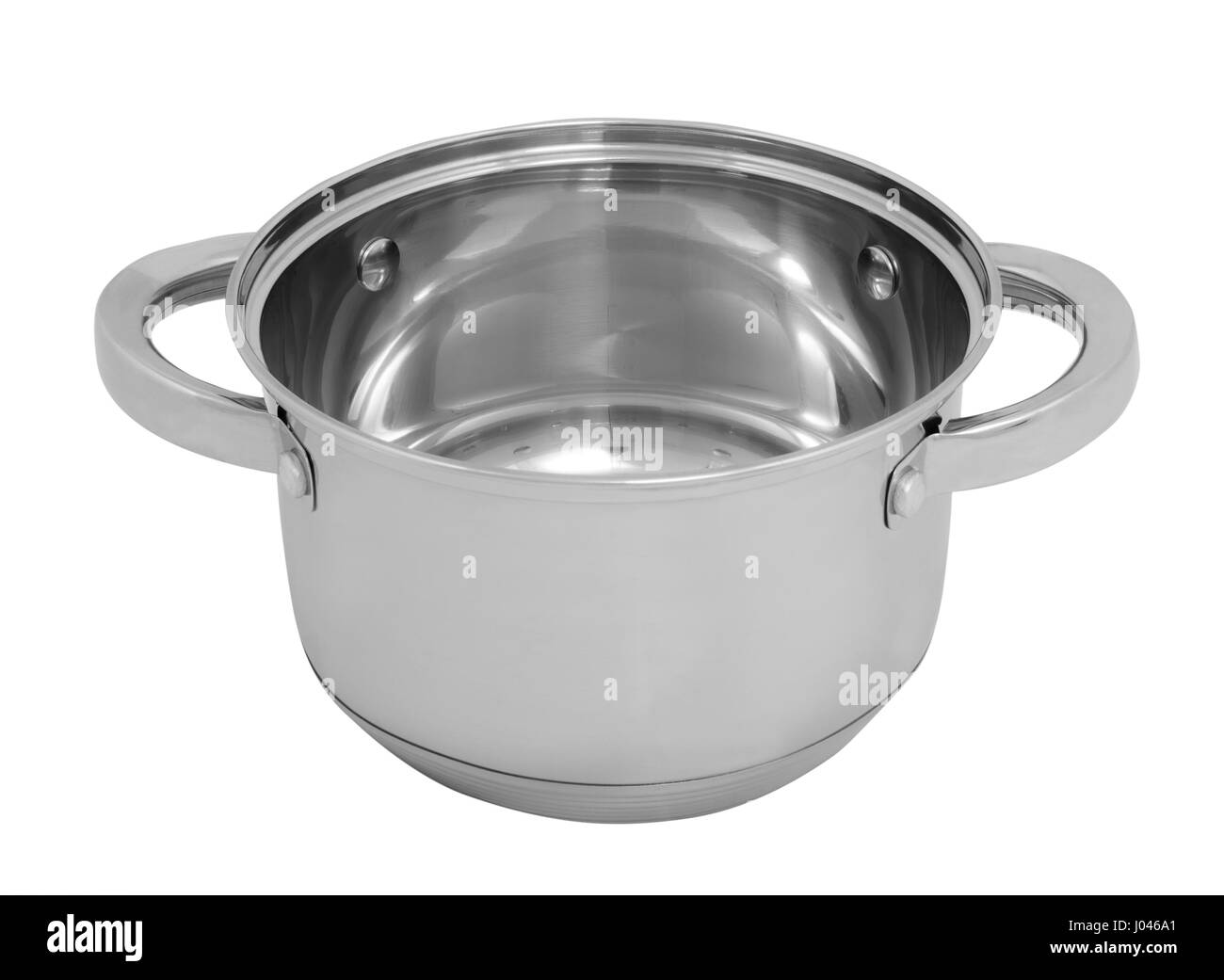 Stainless steel pan without lid isolated on white background Stock