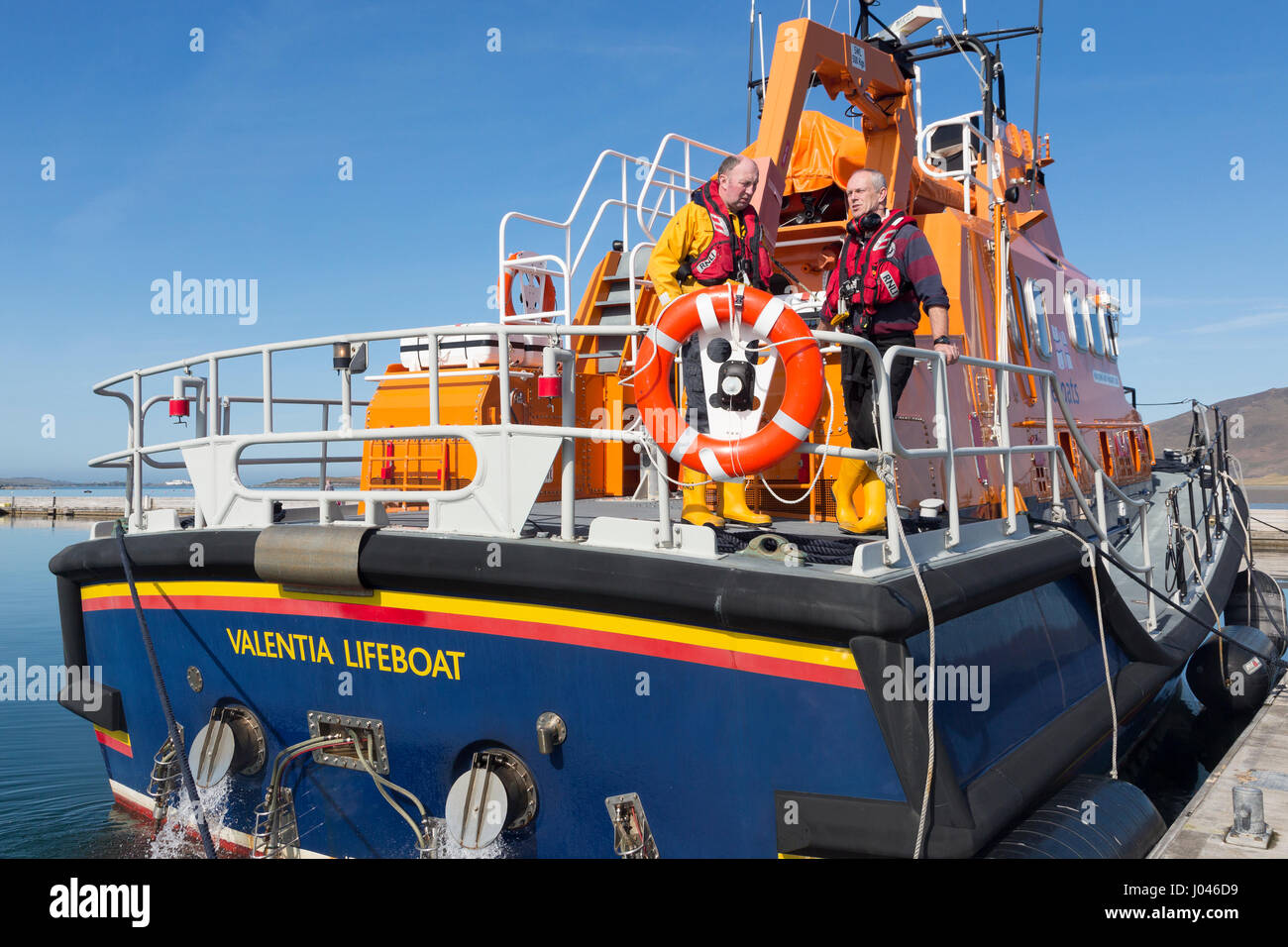 RNLI lifeboat and crew, Valentia Island, County Kerry Ireland Stock Photo