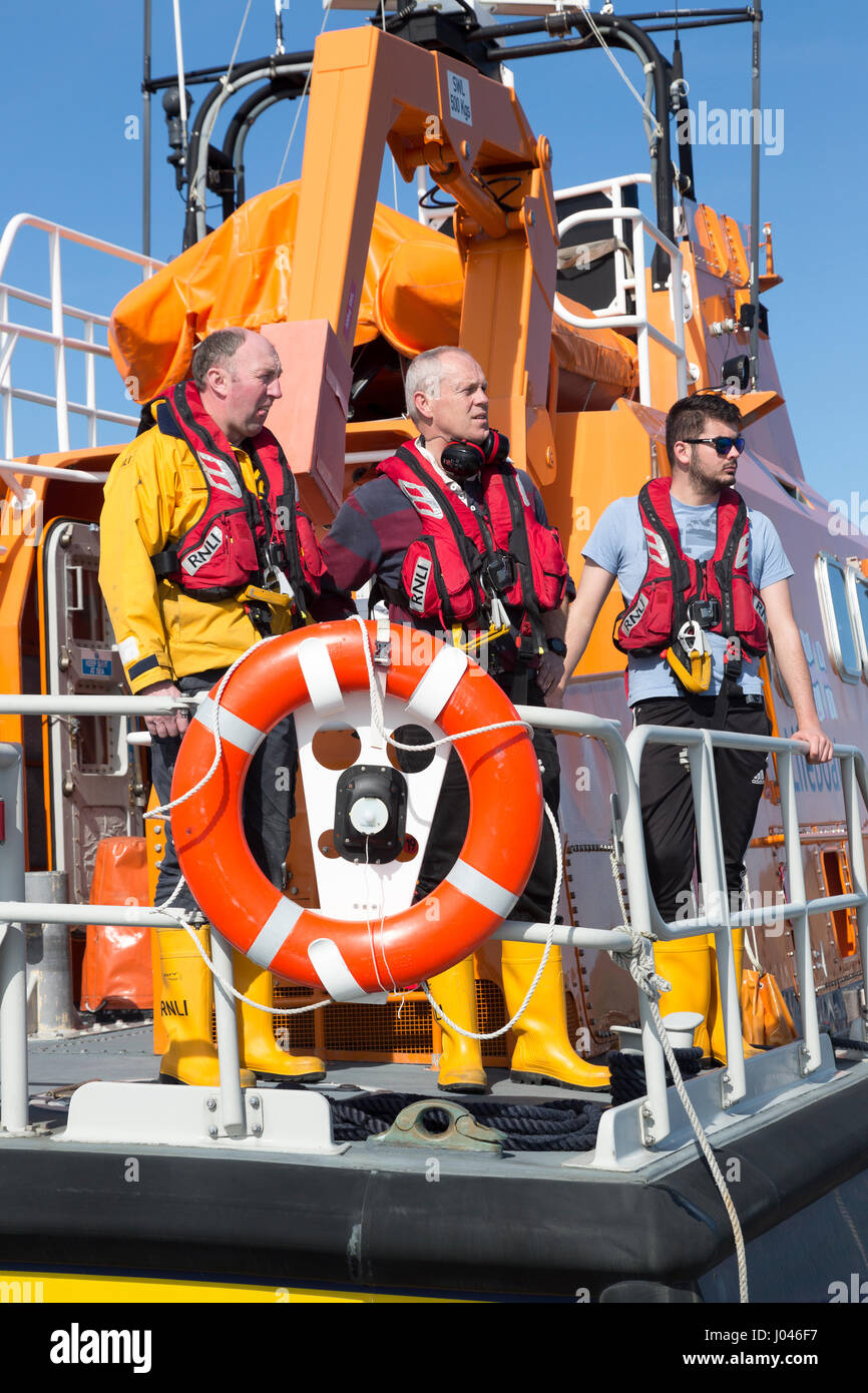 RNLI lifeboat and crew, Valentia Island, County Kerry Ireland Stock Photo