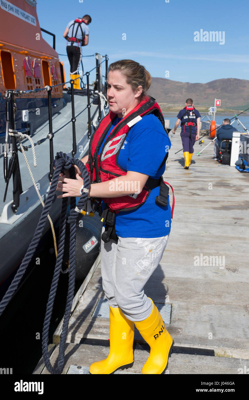 RNLI lifeboat and crew, Valentia Island, County Kerry Ireland Stock Photo