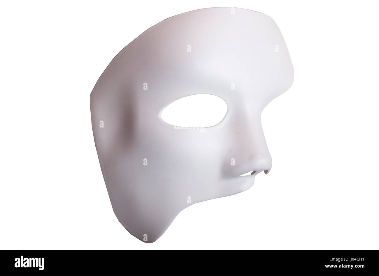 White Scary Halloween mask isolated on white background. Stock Photo