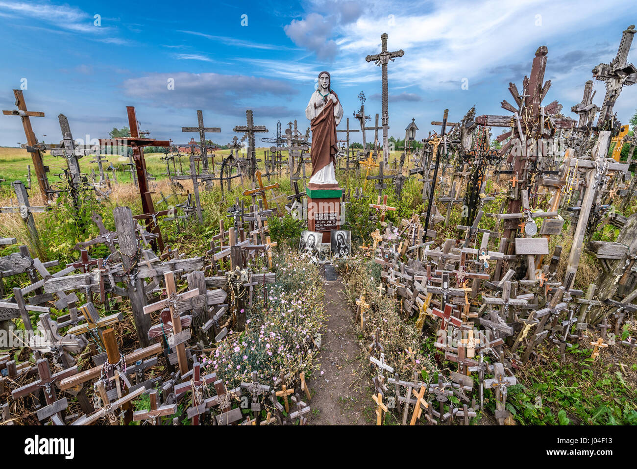 Jesus Christ statue on Hill of Crosses in Lithuania Stock Photo