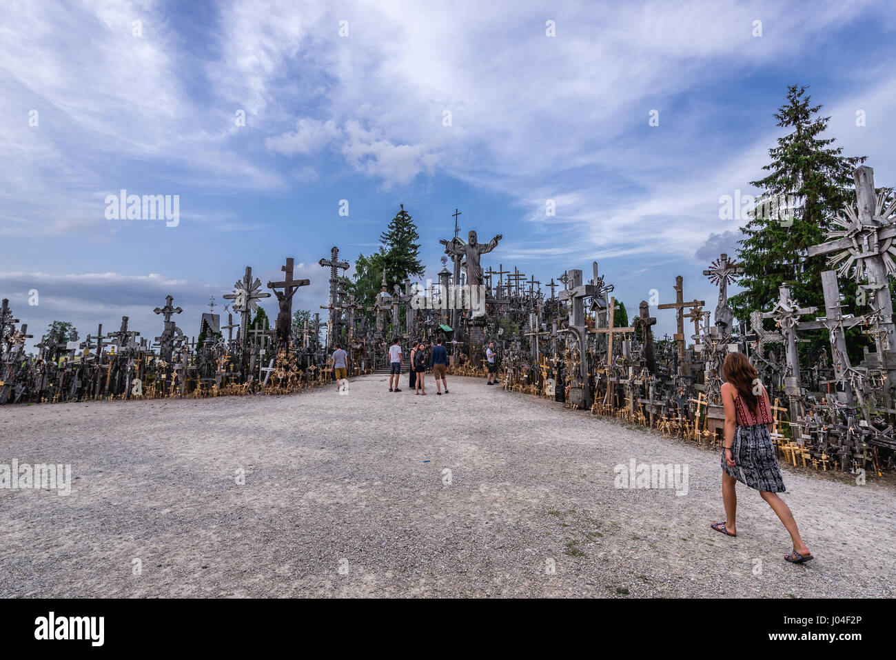 General view on Hill of Crosses in Lithuania Stock Photo