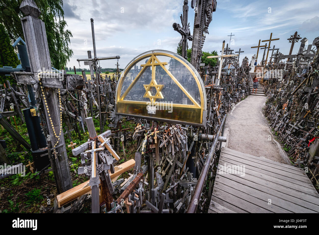 Jewish star of david on Hill of Crosses in Lithuania Stock Photo
