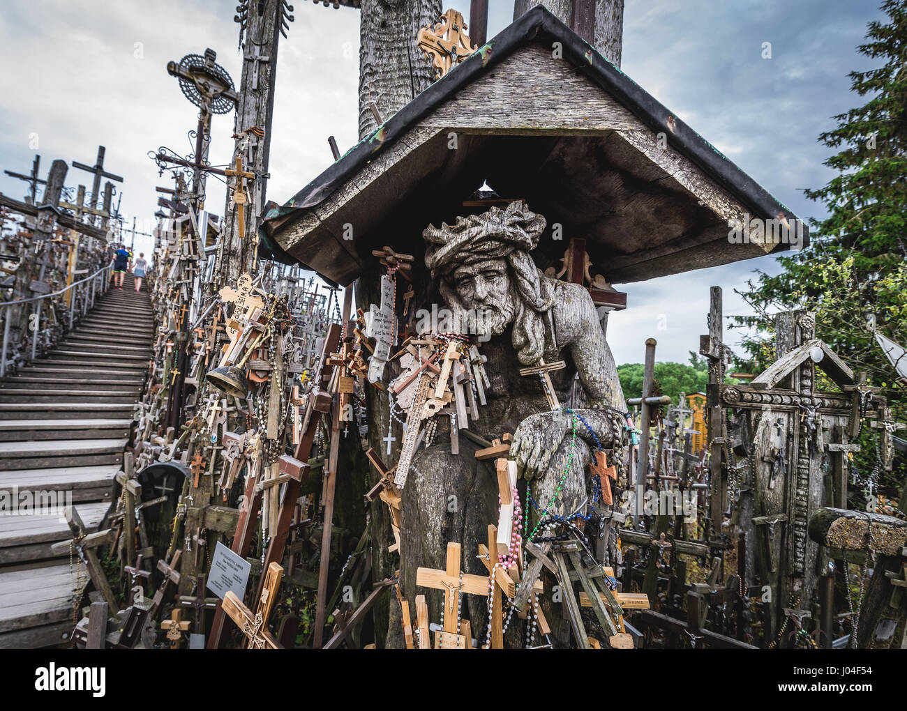 Jesus sculpture on Hill of Crosses in Lithuania Stock Photo