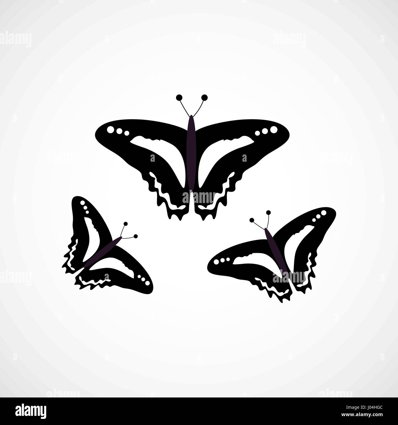 Simple Black and White Butterfly, Vector, Illustration, Eps Stock