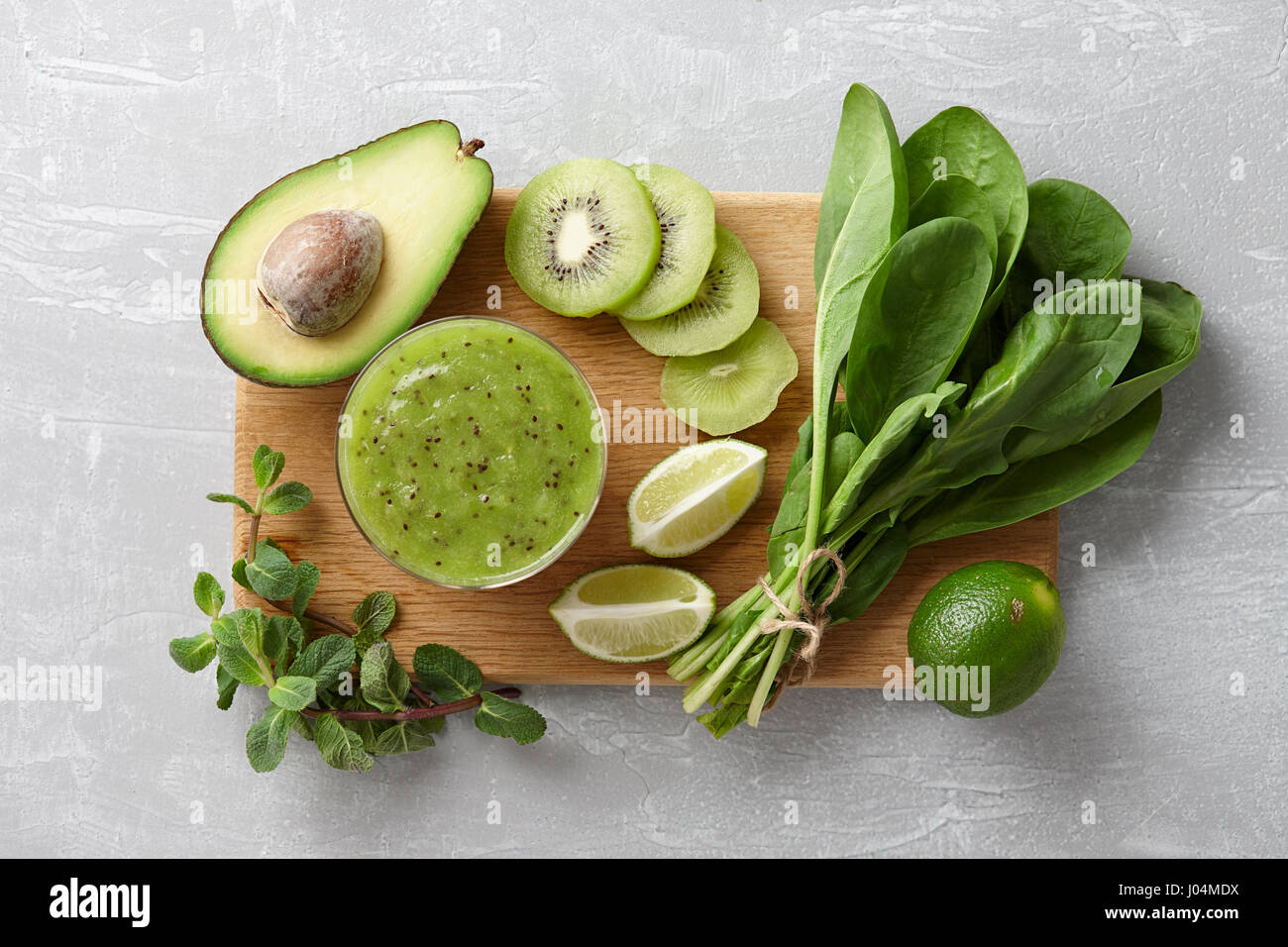 Healthy green smoothie ingredients Stock Photo Alamy