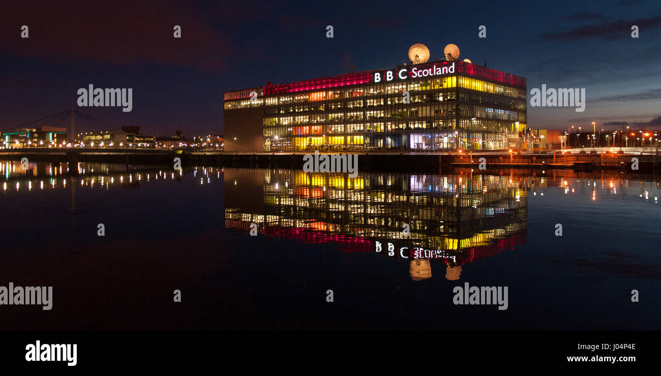 Glasgow, Scotland, UK - January 9, 2011: Offices and studios of BBC Scotland on the banks of the River Clyde in Glasgow's Docklands district. Stock Photo