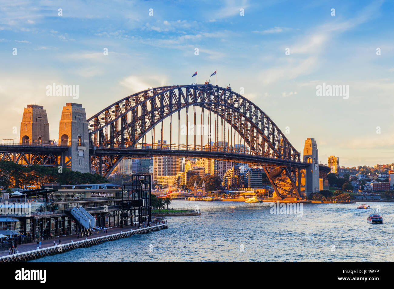 Sydney Harbour Bridge at sunset. Stock Photo