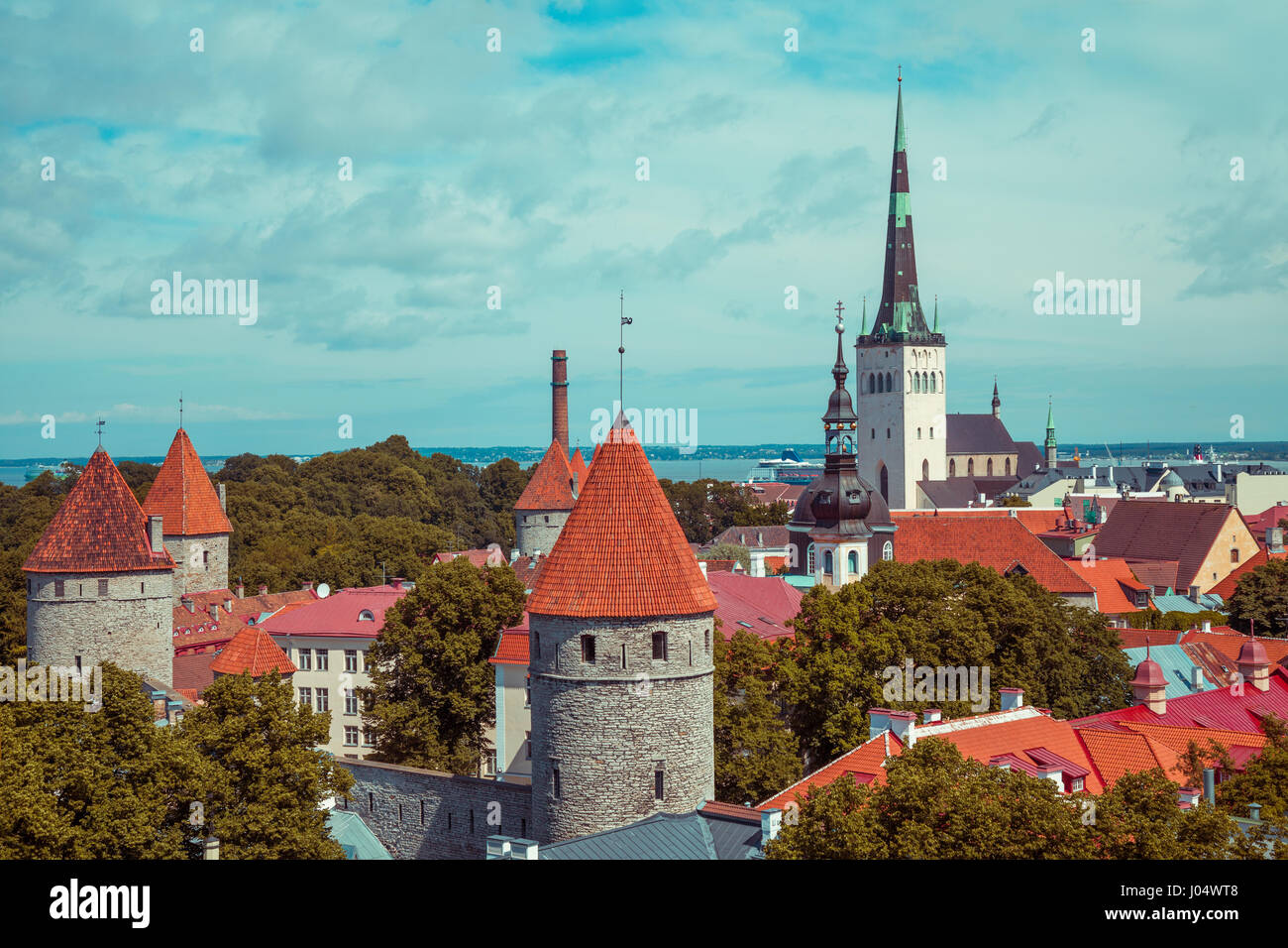 Panoramic view of Old Tallinn city, Estonia Stock Photo