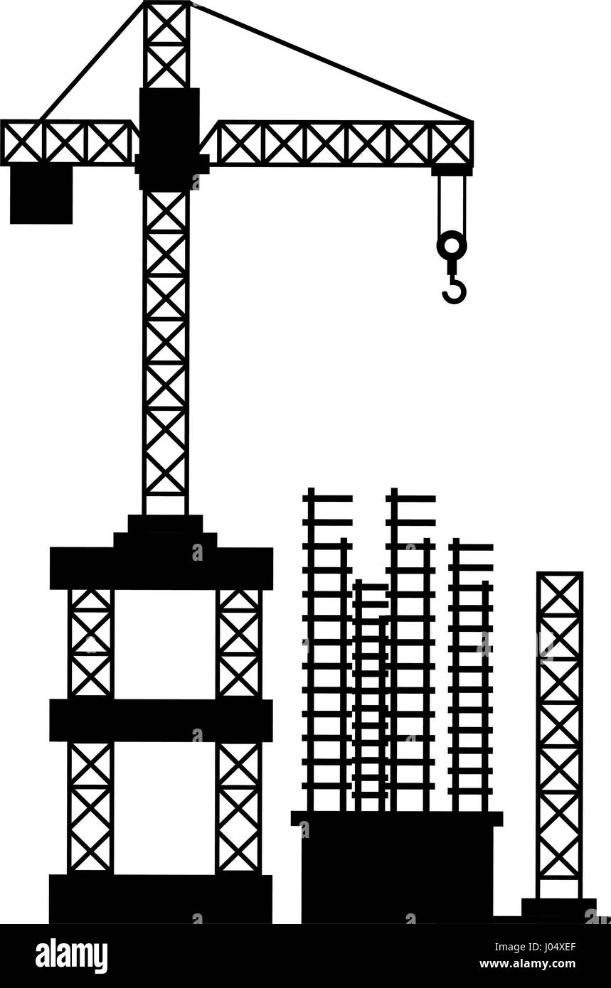 cityscape with construction crane isolated icon vector illustration ...