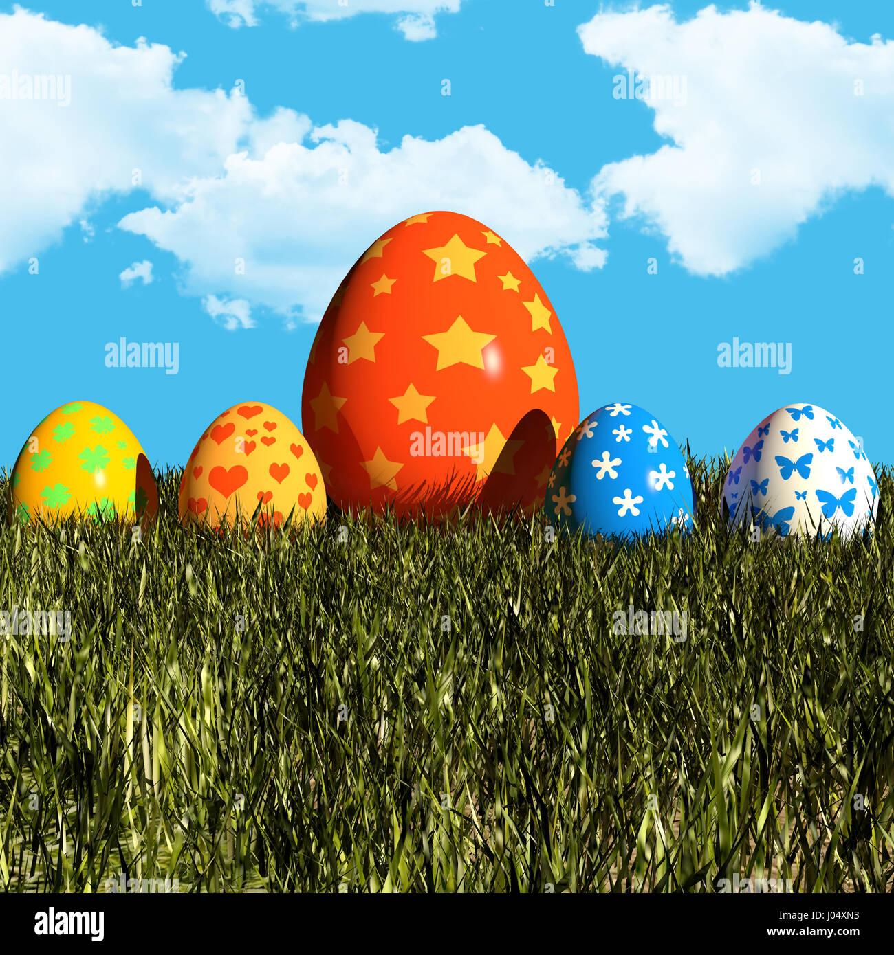 happy easter day,easter eggs Stock Photo