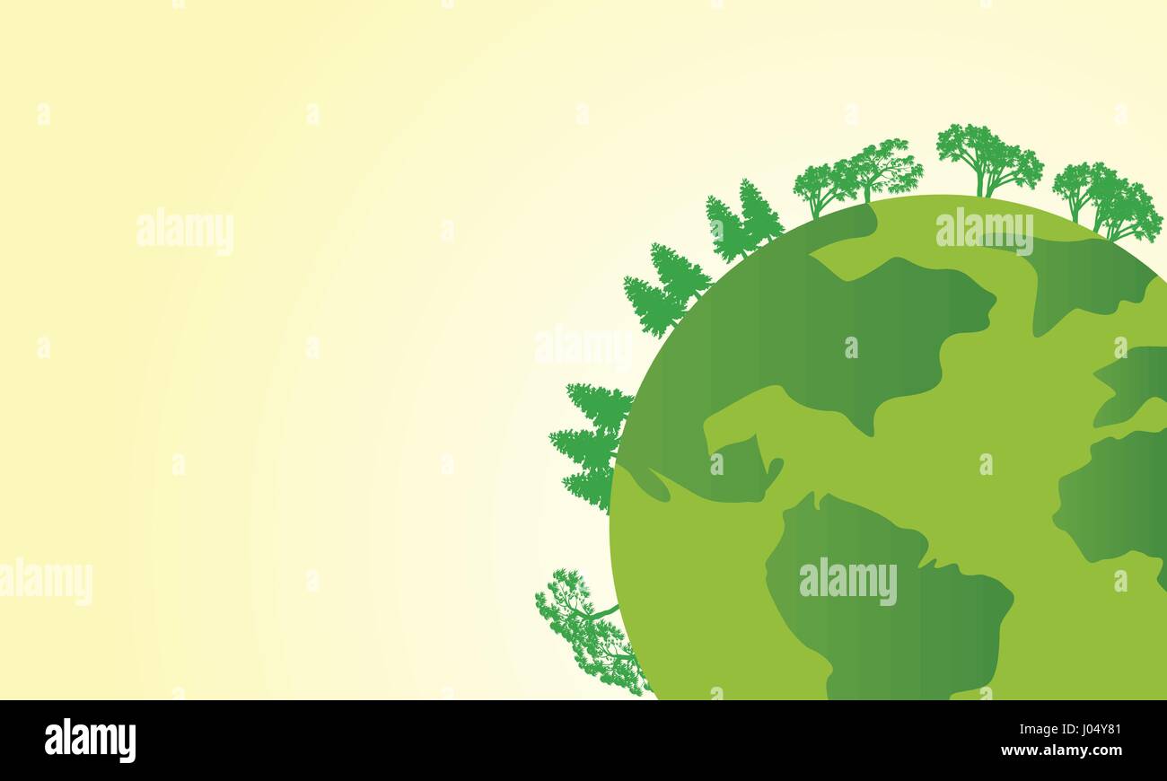 Earth day with world and green tree background Stock Vector Image & Art ...
