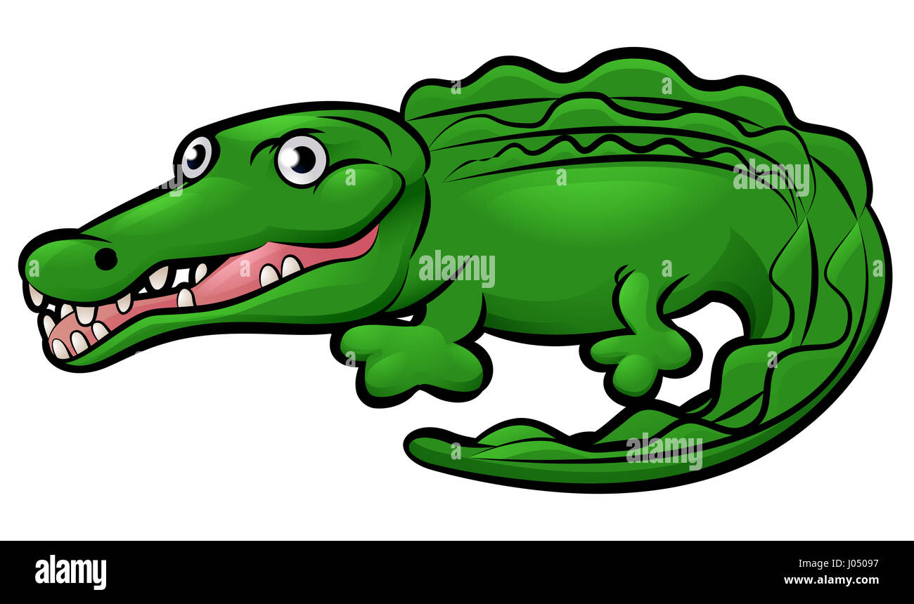 A crocodile or alligator safari animals cartoon character Stock Photo