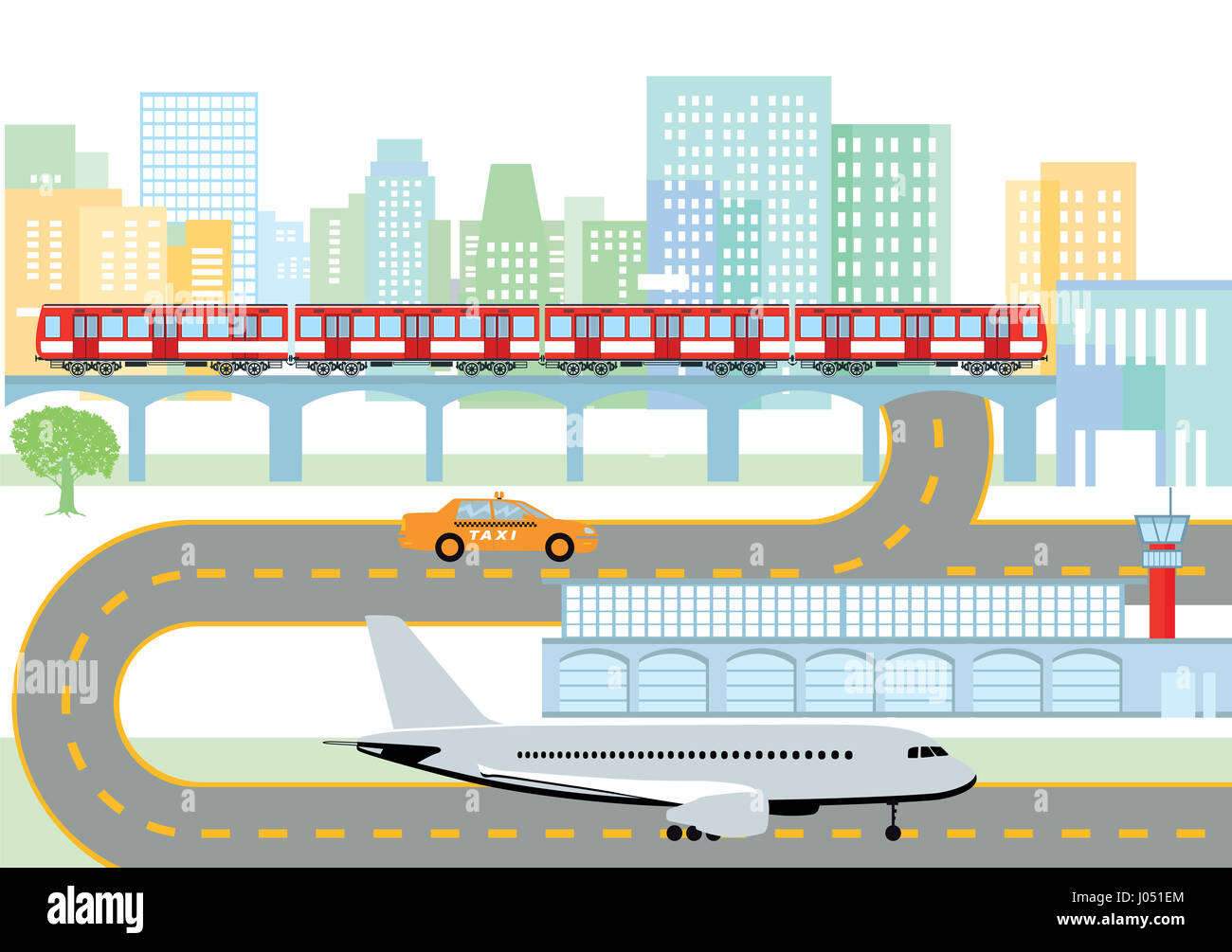 City with airport and metro, Infografik Stock Photo