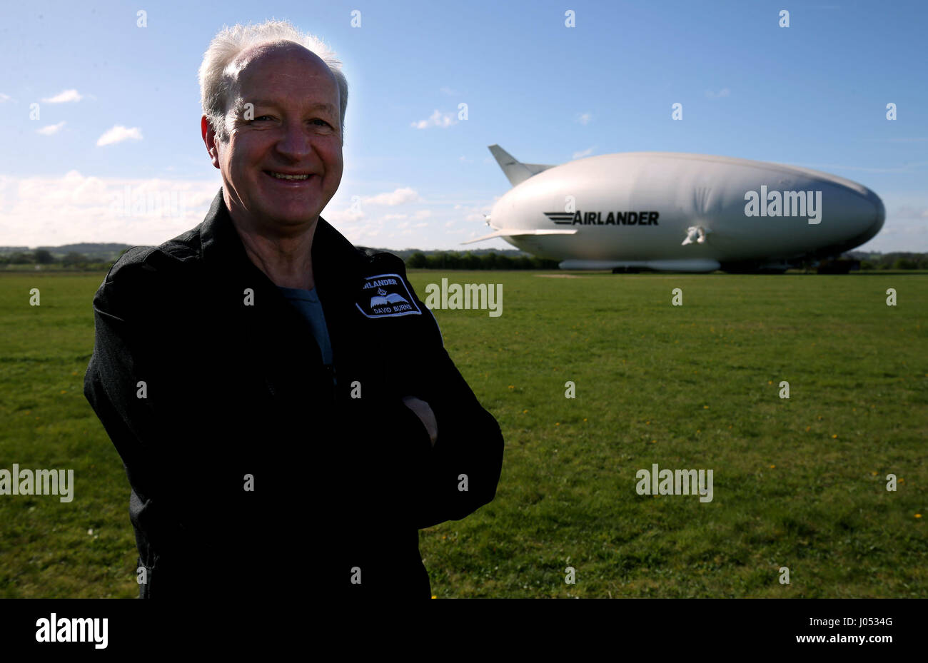 David Burns chief test pilot alongside the Airlander 10, part plane ...