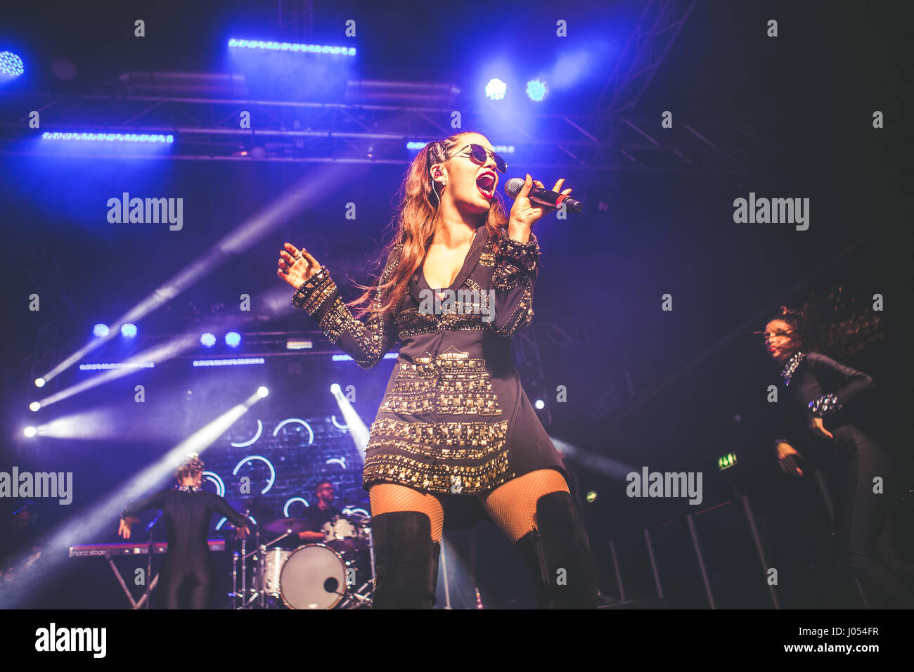 Argentine actress, singer, dancer, model, and songwriter Lali performs live at Magazzini Generali Stock Photo