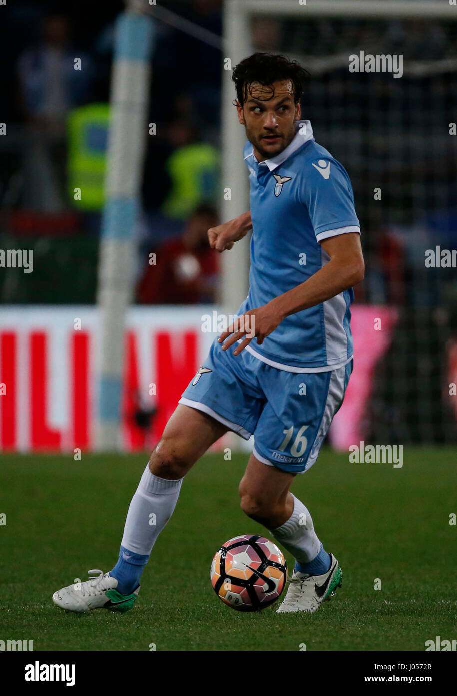 Rome, Italy. 9th April, 2017. Marco Parolo during the italian serie a soccer match, between SS Lazio and SSC Napoli at the Olympic stadium in Rome Italy, April 09, 2017 Credit: agnfoto/Alamy Live News Stock Photo