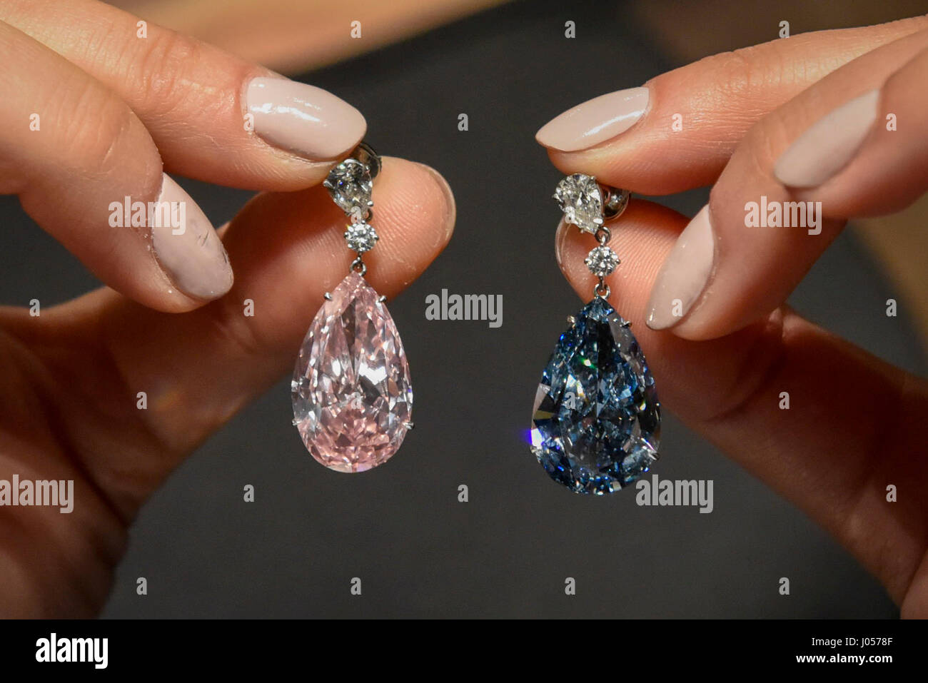 The Apollo blue diamond and the Artemis pink diamond earrings are