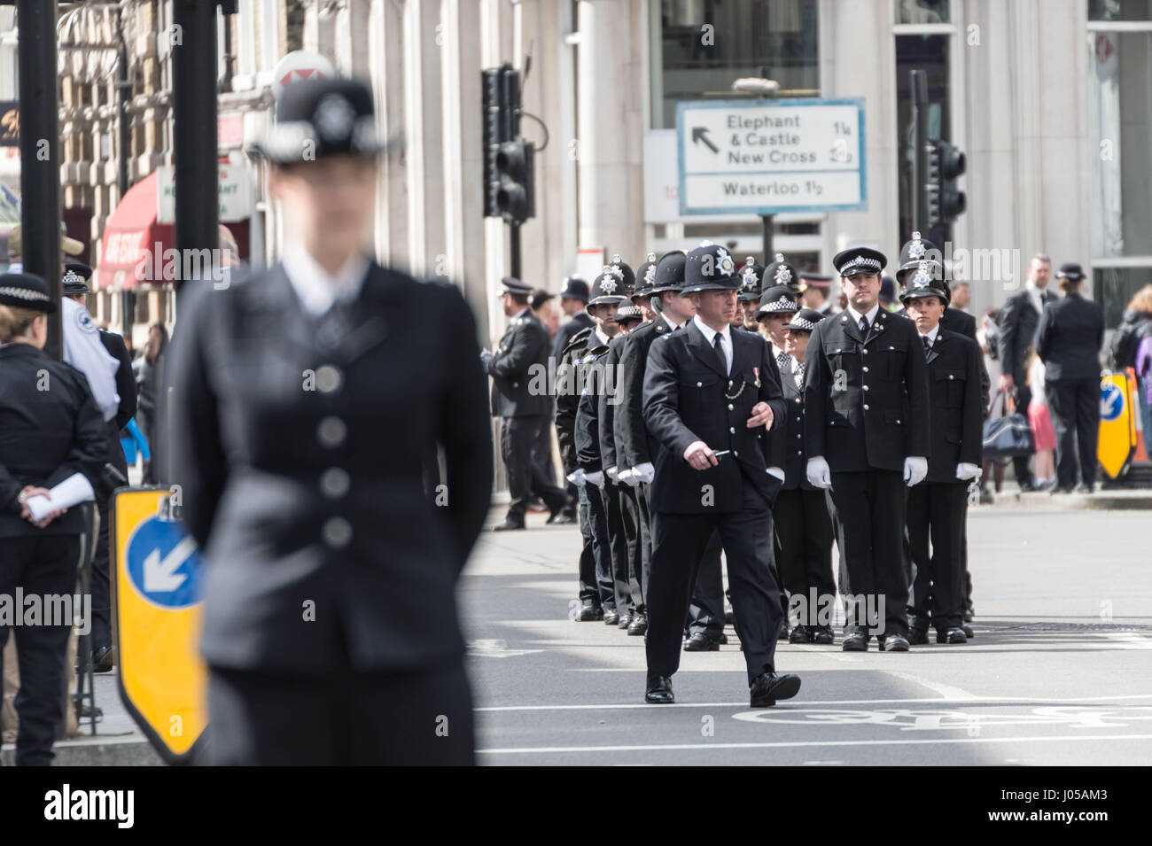 London, UK. 10th Apr, 2017. Funeral day of PC Keith Palmer who was killed in Westminster on 22nd March. Credit: Guy Corbishley/Alamy Live News Stock Photo