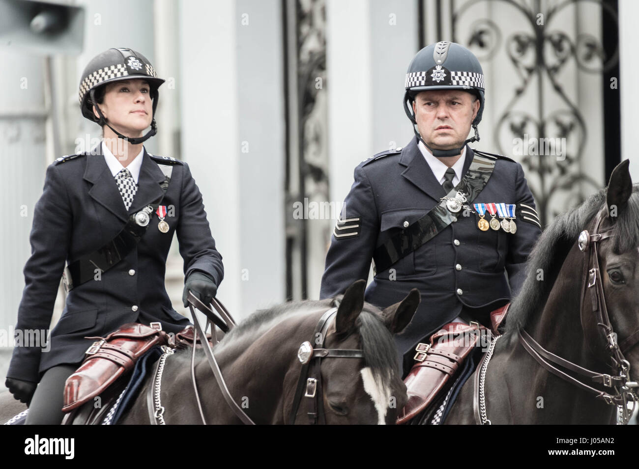 London, UK. 10th Apr, 2017. Funeral day of PC Keith Palmer who was killed in Westminster on 22nd March. Credit: Guy Corbishley/Alamy Live News Stock Photo