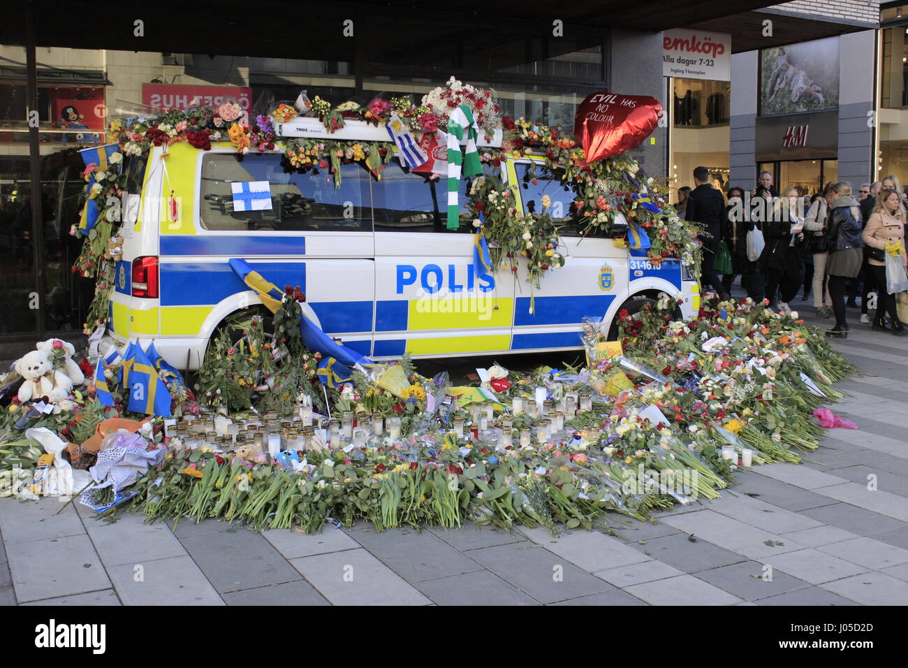 Stockholm, Sweden. 10th April, 2017. Swedish Police (Polis) car fully
