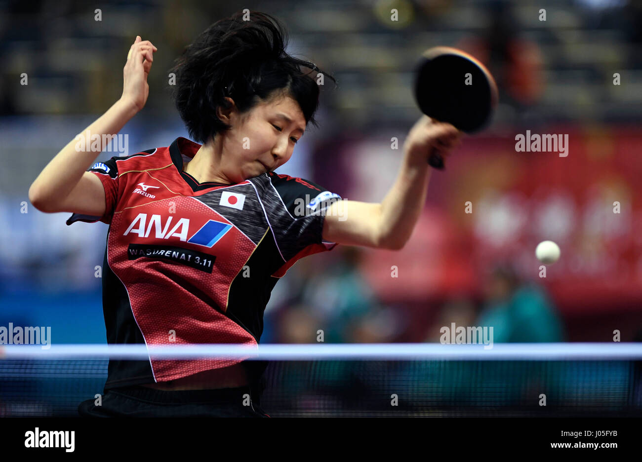 Wuxi, China's Jiangsu Province. 11th Apr, 2017. Hayata Hina of Japan ...