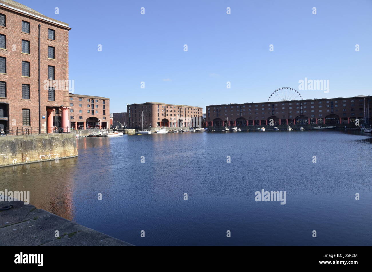 Albert Dock in Liverpool, Merseyside, designed by Jesse Hartley and Philip Hardwick.The once working dockland area is a tourist and leisure attraction Stock Photo