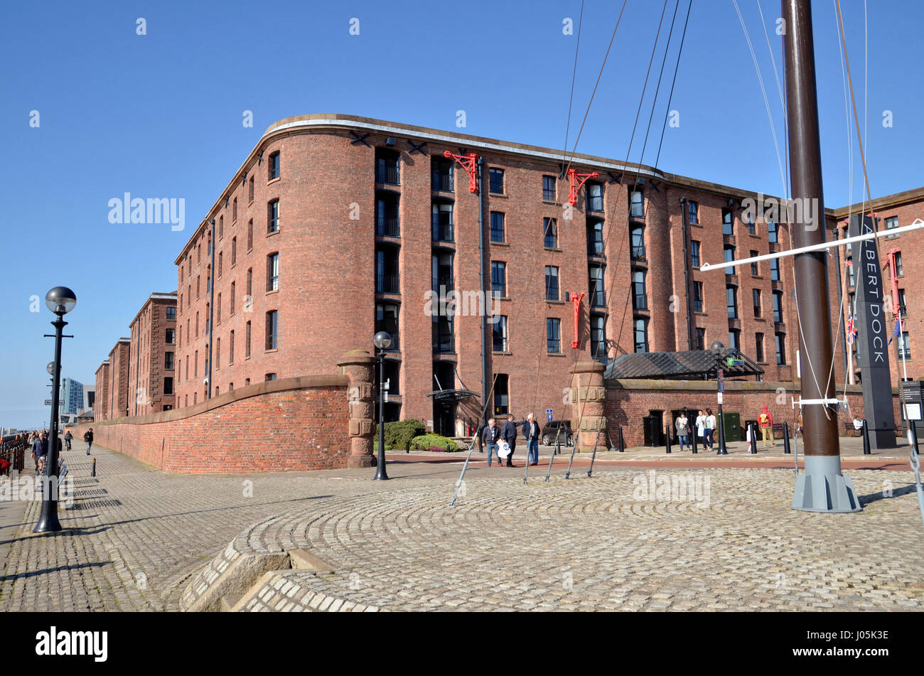 Albert Dock in Liverpool, Merseyside, designed by Jesse Hartley and Philip Hardwick.The once working dockland area is a tourist and leisure attraction Stock Photo