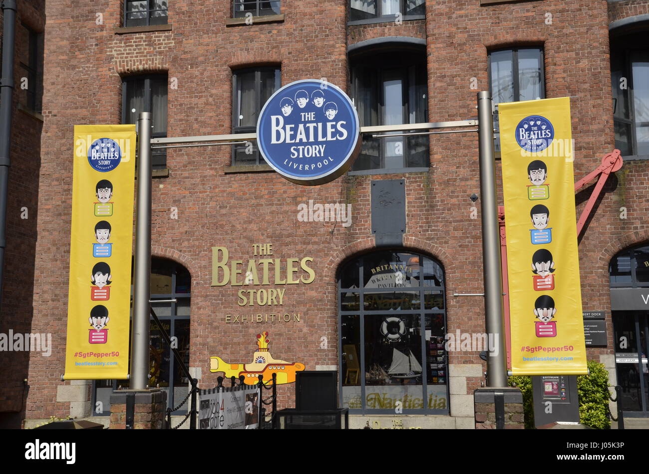 The Beatles Story exhibition at Albert Dock in Liverpool.The once working dockland area is a tourist and leisure attraction Stock Photo