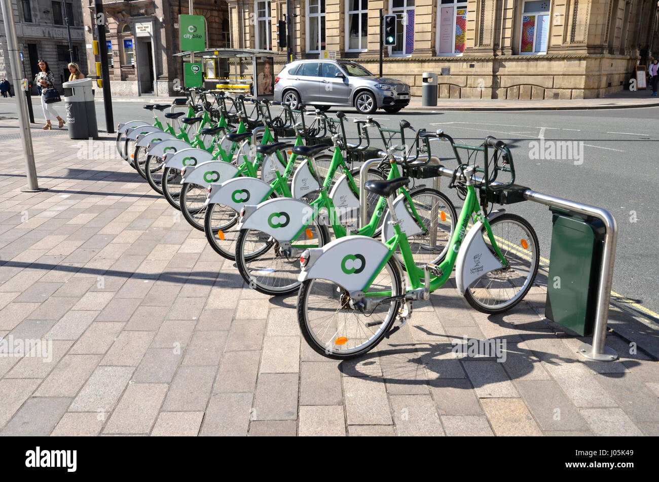 A cycle rack in Derby Square, Liverpool. Part of the Liverpool City