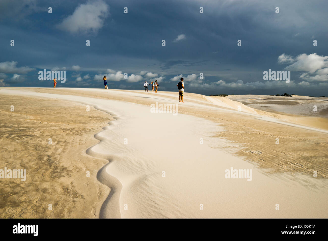 Desert Landscape with Sand Dunes of Lençóis Maranhenses National Park, Brazil Stock Photo