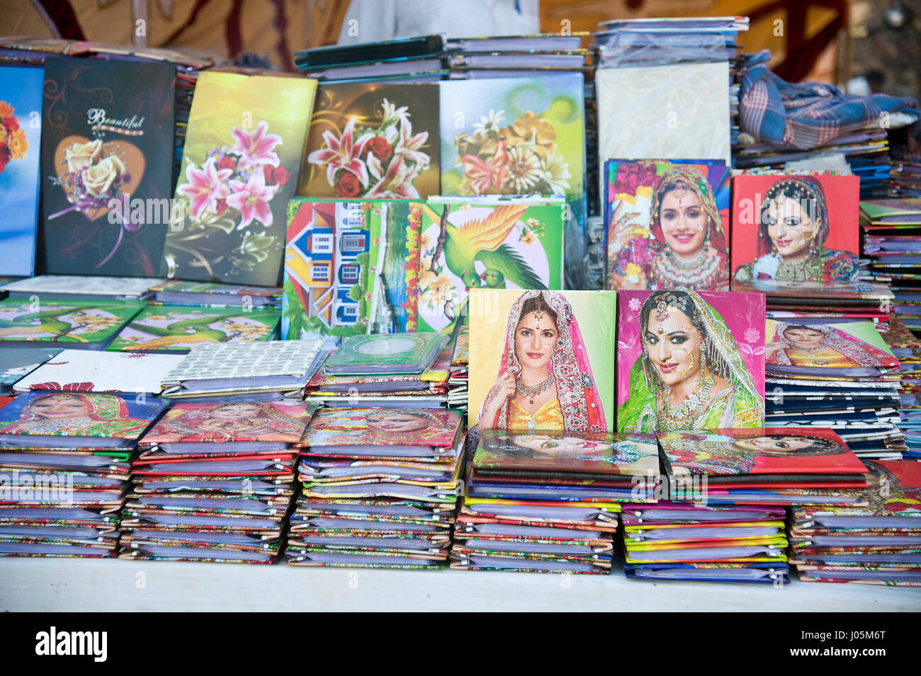 Film actress, photo album cover, pushkar mela, rajasthan, india, asia Stock Photo