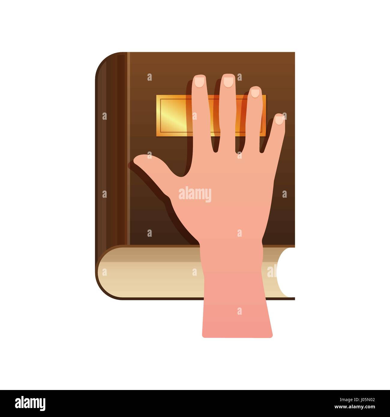 Hand on Constitution as Oath Concept Icon Stock Vector