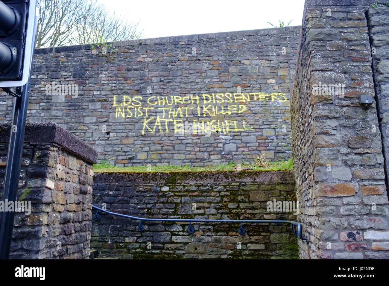 Odd and disturbing graffiti around the City of Bristol England UK Stock Photo