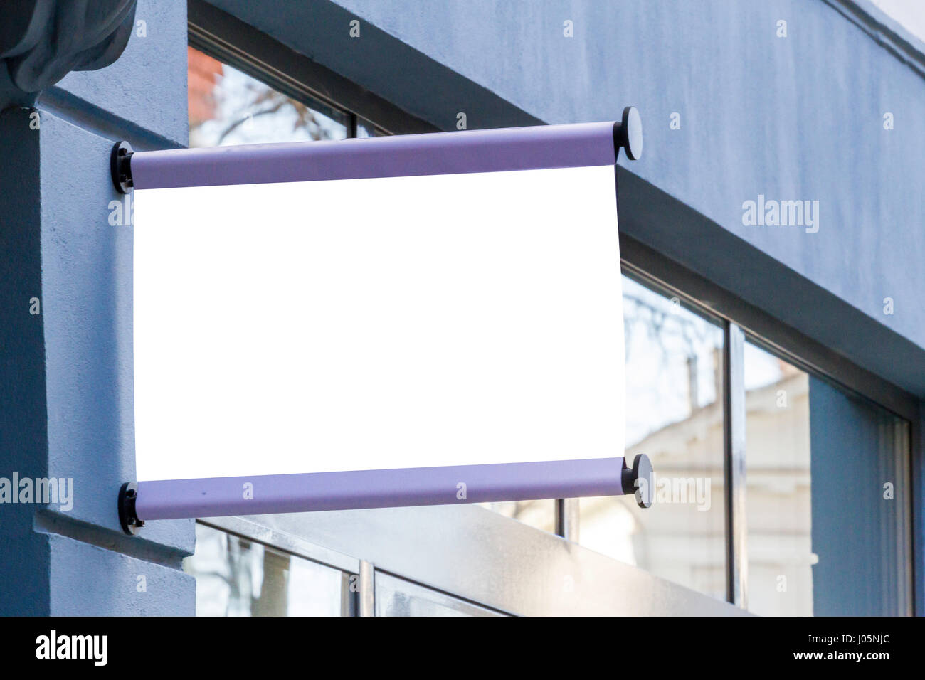 Signboard. Rectangular shape mock up on the wall Stock Photo - Alamy