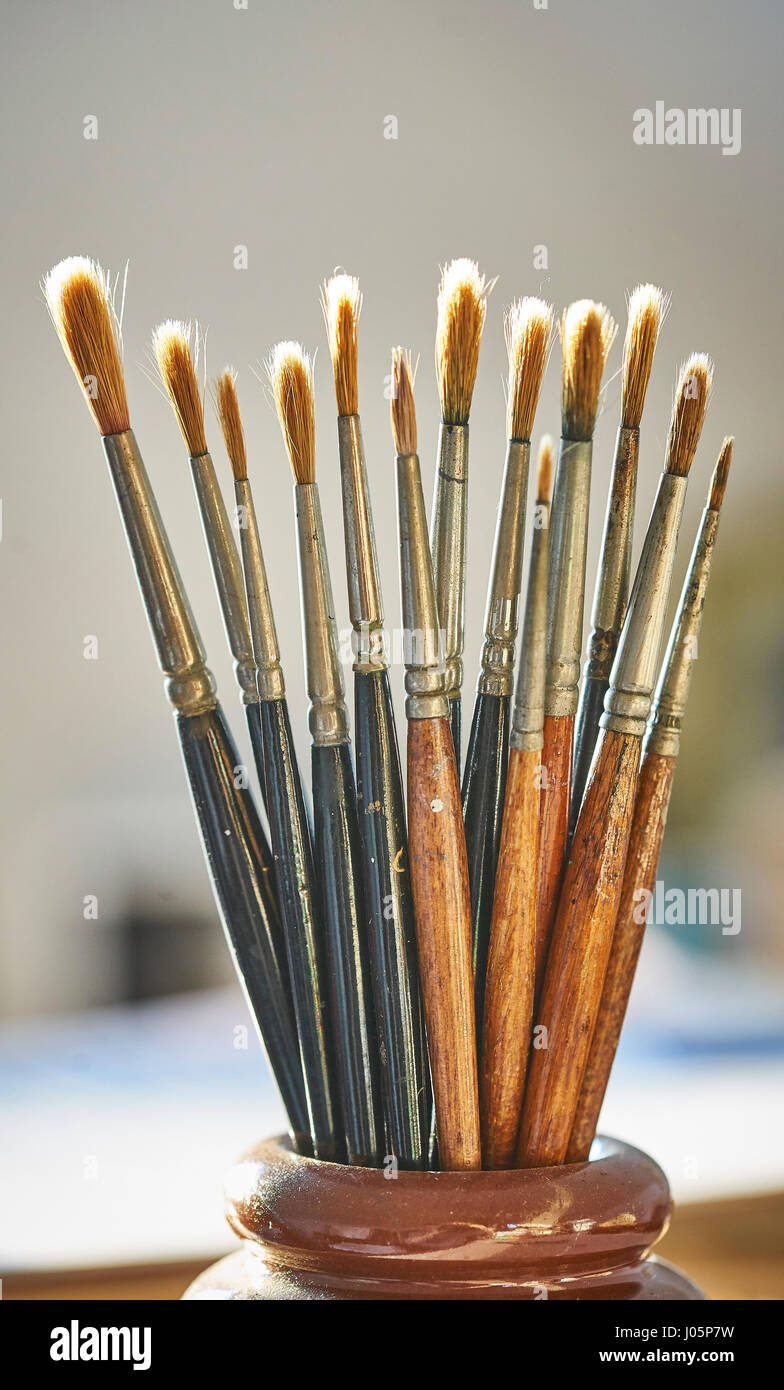 Old Paints Artists Paintbrushes Paints And Brushes Background Stock Photo,  Picture and Royalty Free Image. Image 32714159.