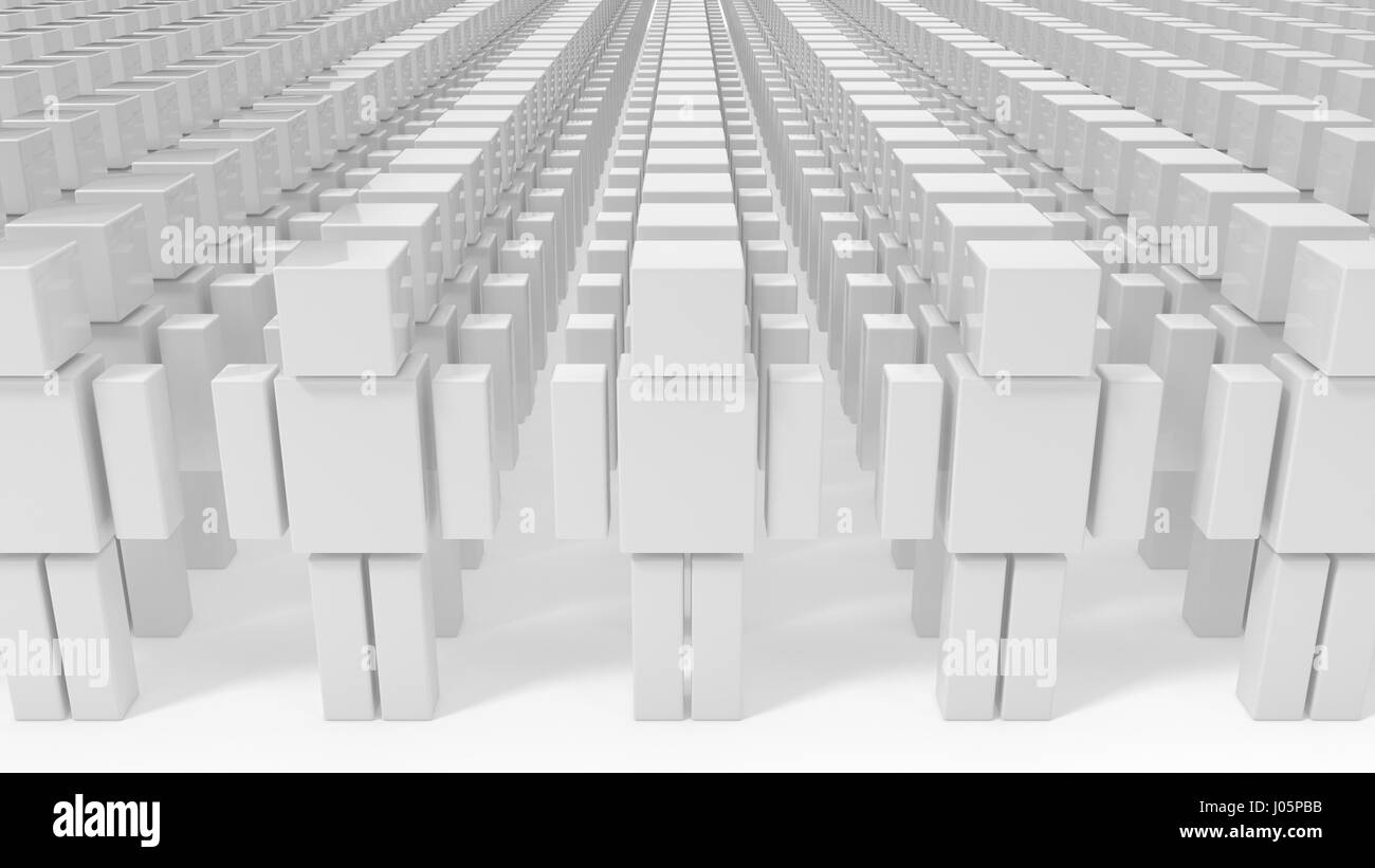 3d illustration of blank cubic characters army Stock Photo - Alamy