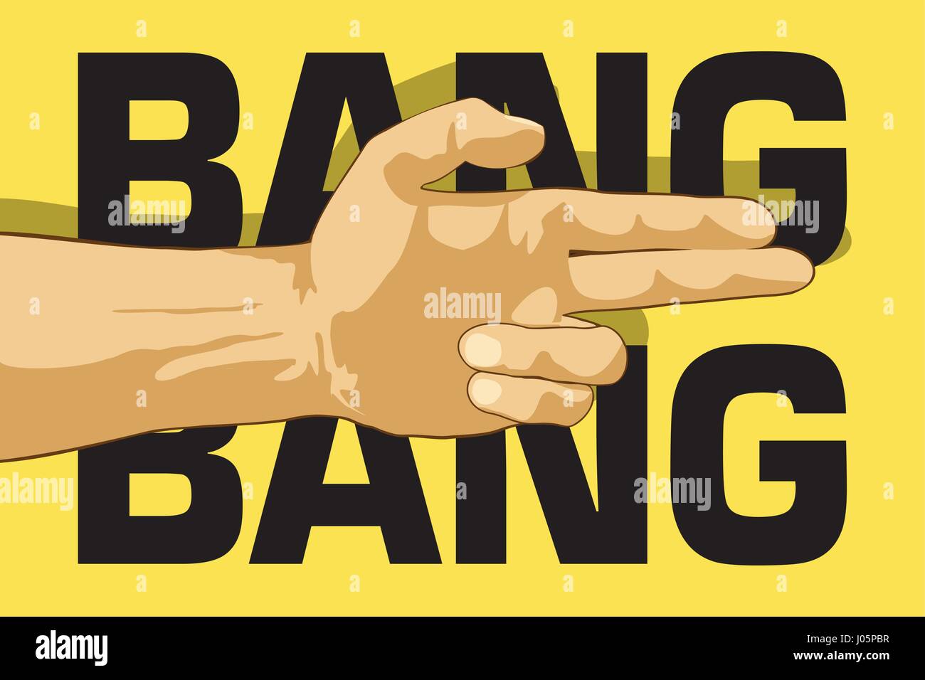 Bang bang hand gun gesture. Flat vector illustration Stock Vector